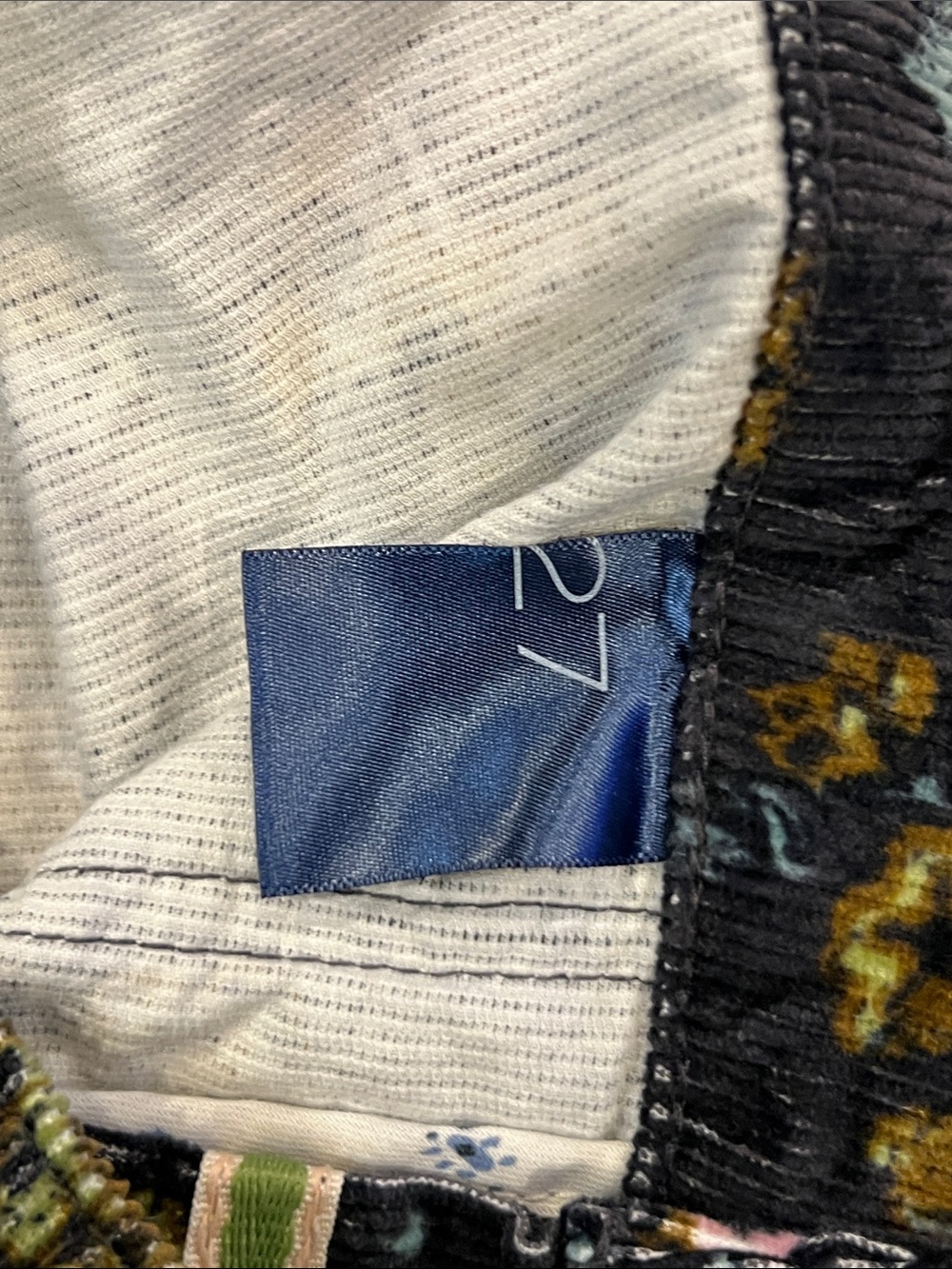 Pilcro Black Corduroy Flare Jeans with Multicolor Floral Motif - Picture 5 of 9